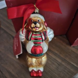 LENOX Yuletide Treasures 5" Glass Dog Angel Ornament